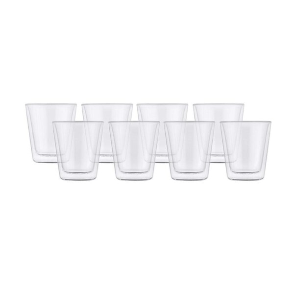 Maxwell And Williams Blend Double Wall Glass Conical Cups Set Of 8 - 200ml