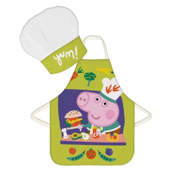 Peppa Pig Green Yum Kids Baking Apron and Chef's Hat Set