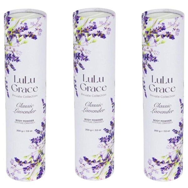 Lulu Grace 3 Pack Lavender Talc Free Body Powder 200gm Each