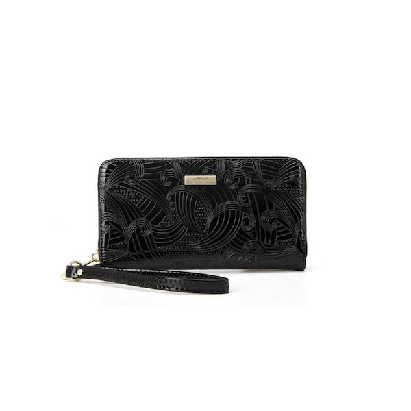 Serenade - WSF4516 Amira Zip Around Leather Wallet - Black