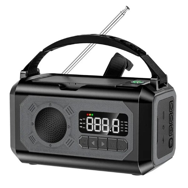 Solar Hand Crank Emergency Radio Grey