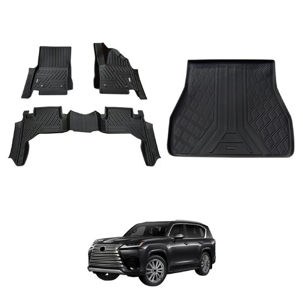 5D Car Floor Mats Boot Liner for LEXUS LX Series LX500d LX600 5-Seat 2021-2025