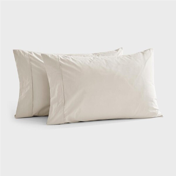 Dreamaker 300TC Cotton Percale Standard Pillowcase Oat Twin Pack
