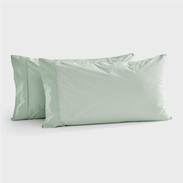 Dreamaker 300TC Cotton Percale King Pillowcase Sage Twin Pack