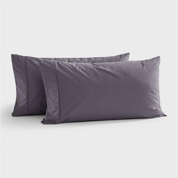 Dreamaker 300TC Cotton Percale King Pillowcase Charcoal Twin Pack