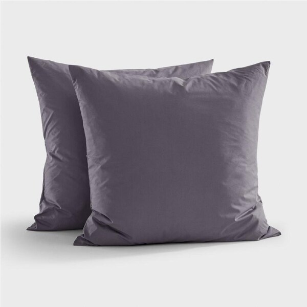 Dreamaker 300TC Cotton Percale Euro Pillowcase Charcoal Twin Pack