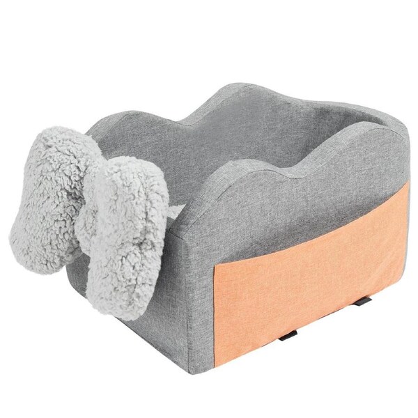 Console Dog Car Seat, Center Console Dog Booster Seat for Small Dog, Pet Car Seat for Car Armrest with Clip-On Leash, Adjustable Straps, Supports up to 3.6 kg, Dark Gray