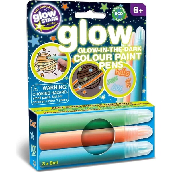 Brainstorm - Glow in The Dark Colour Paint Pens 3Pk