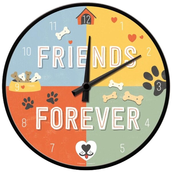 Nostalgic-Art Wall Clock Multicolour Friends Forever Retro Metal Frame 30cm