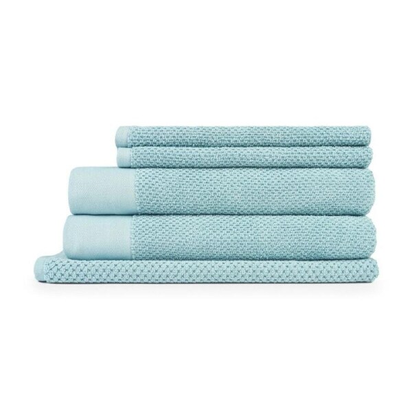 5pc 550GSM Sheraton Luxury Cotton Bathroom Marlon Towel Set Blue Stone