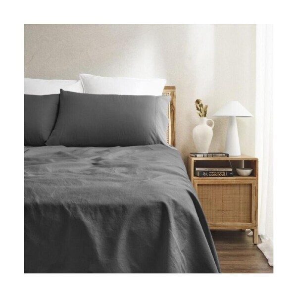 Tontine Vintage Wash Comfortable Bedding Sheet Set King Bed Charcoal