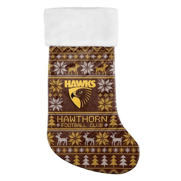 AFL Jumbo Christmas Stocking Hawthorn Hawks Sweater Print XMAS