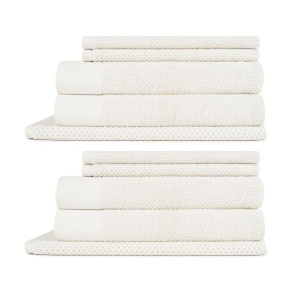 2x 5pc 550GSM Sheraton Luxury Cotton Bathroom Marlon Towel Set Flax