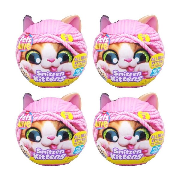 4PK Zuru Pet's Alive Smitten Kittens Interactive Plush Series 2 - 3y+ Assorted