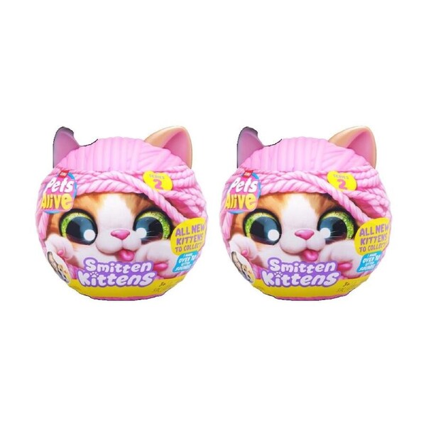 2PK Zuru Pet's Alive Smitten Kittens Interactive Plush Series 2 - 3y+ Assorted