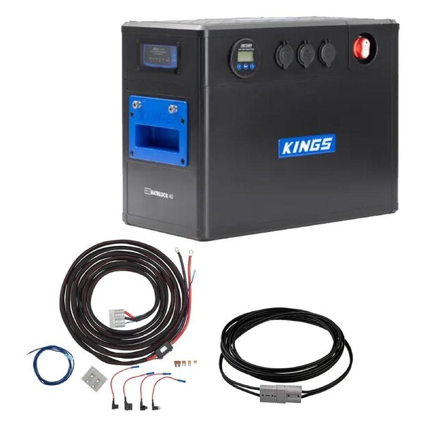 Kings BatBlock40 12V Plug n Play Battery Box + 6m 6AWG DCDC Wiring + 6m Lead