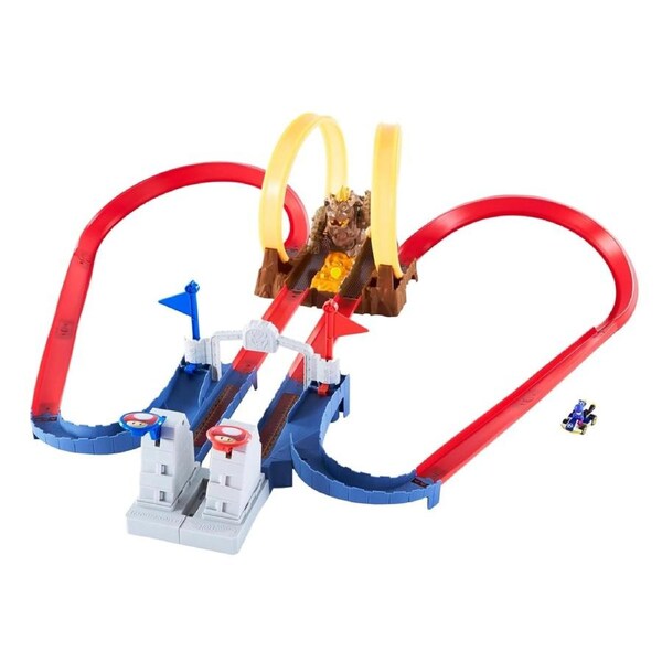 Hot Wheels Mario Kart Bowsers Castle Chaos Modular Track with Figure Racing Play