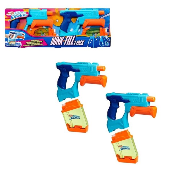 Nerf Super Soaker Dunk Fill 2 Pack Water Blasters Instant Fill Tanks Ages 6+
