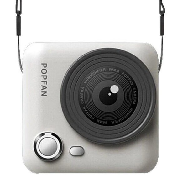 White-Camera Neck Fan Bladeless Hanging Air Cooler USB Rechargeable Portable Personal