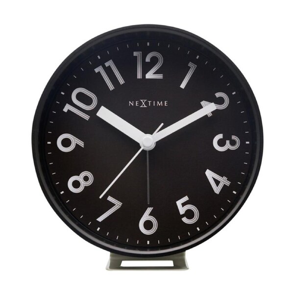 NeXtime Reflect Plastic Round Alarm Clock w/ Night Light Black 12.5x13cm