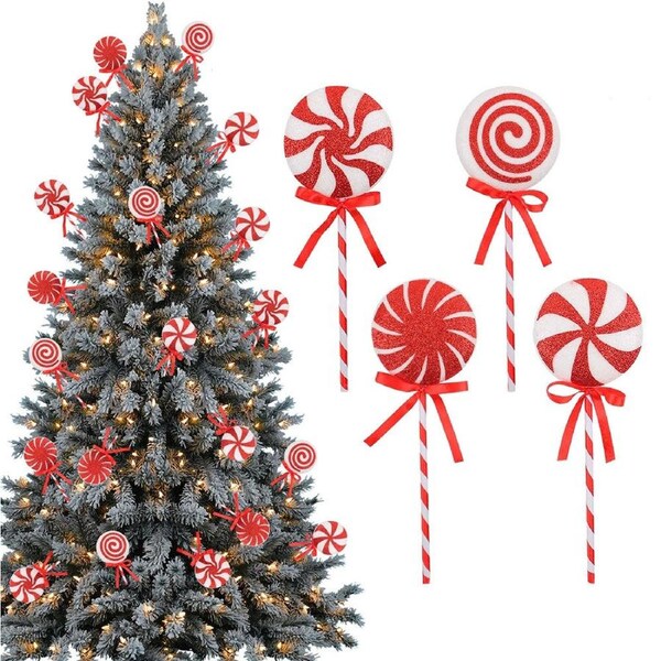 8Pcs Christmas Lollipop Decorations Creative Lollipop Christmas Tree Decor Props