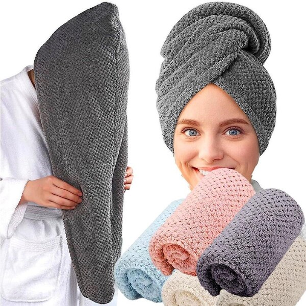 6 Pack Microfiber Hair Towel Wrap For Women Super Absorbent Quick Dry Hair Turban