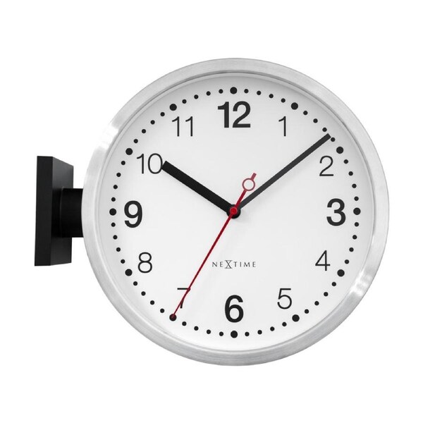 NeXtime Double Sided Silent Station Wall Clock Small 32.3x28x10cm Black & White