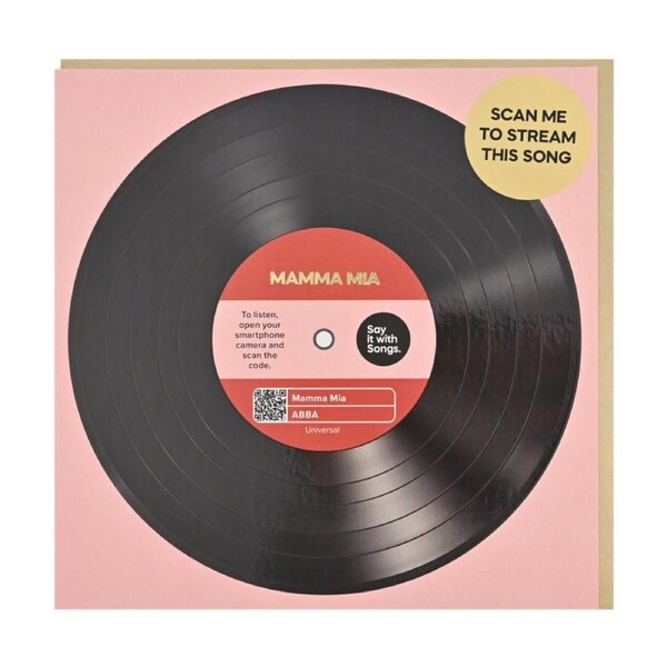 Say It With Songs Pink Greeting Card Mamma Mia ABBA 16.5x16.4cm