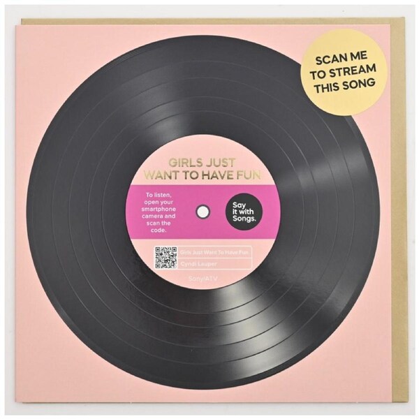 Say It With Songs Greeting Card Girls Just Want To Have Fun Cyndi Lauper Pink