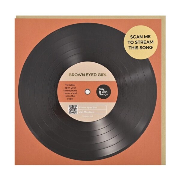 Say It With Songs Greeting Card Brown Eyed Girl Van Morrison 16.5x16.4cm Orange