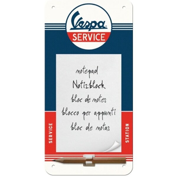 Nostalgic-Art Retro Magnetic Fridge Notepad With Pencil Vespa Service 20x10x2cm