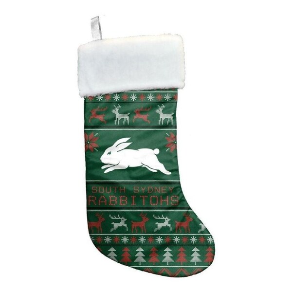 NRL Jumbo Christmas Stocking South Sydney Rabbitohs Sweater Print XMAS
