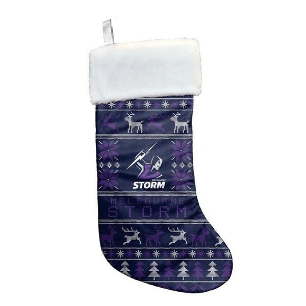 NRL Jumbo Christmas Stocking Melbourne Storm Sweater Print XMAS