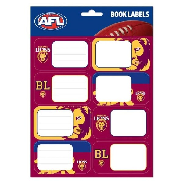 AFL Book Labels Brisbane Lions Set of 16 School Label Notebook