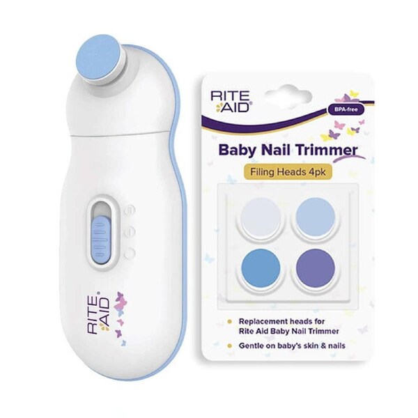 Rite Aid Baby Electric Nail File Trimmer & 4PK Nail Filing Replacement Head Set