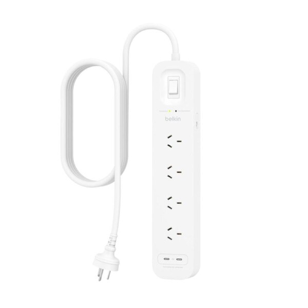 Belkin SurgePro 4-Outlet Surge Protector with Dual USB-C 30W Ports - White (SRB005AU2M)