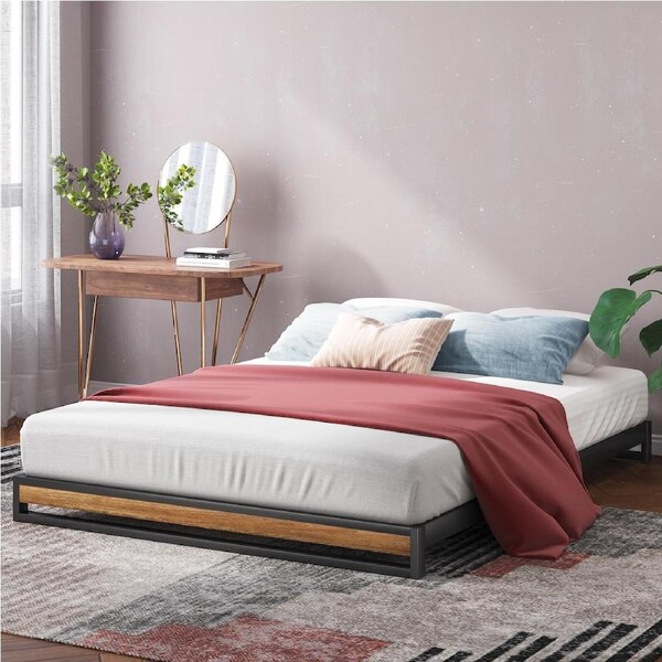Zinus Bed Frame Queen Double King Single Size Metal and Solid Wood Bed Base 15cm Underbed storage King