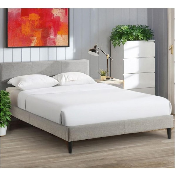 Zinus Fabric Bed Frame Queen Double King Single Size Upholstered Bed Base Light Grey Double