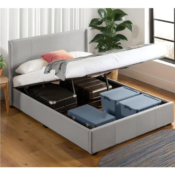 Zinus Gas Lift Bed Frame Queen Double Size Storage Bed Light Grey Double