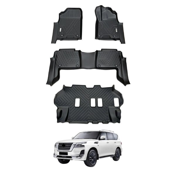 5D 3 Rows TPE Floor Mats Car Floor Mats for Nissan Patrol Y62 2012-Onwards