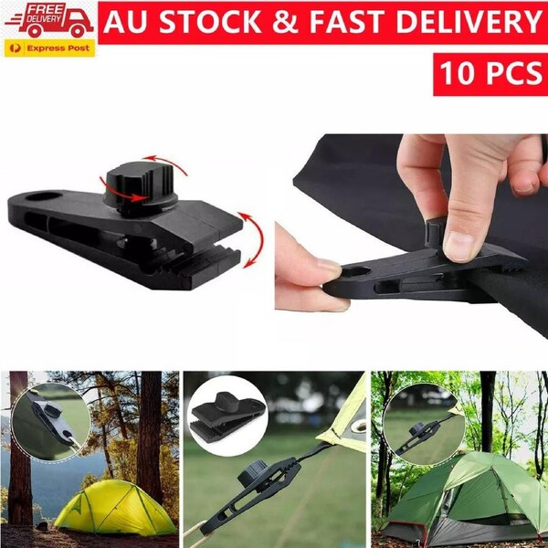 10PCS Awning Tarp Tent Clips Canvas Clamps Heavy Duty Camping Survival Grip Tool