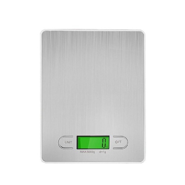 5Kg Stainless Steel Electronic Kitchen Scale 1G Graduation Backlit Lcd 5000G - White White