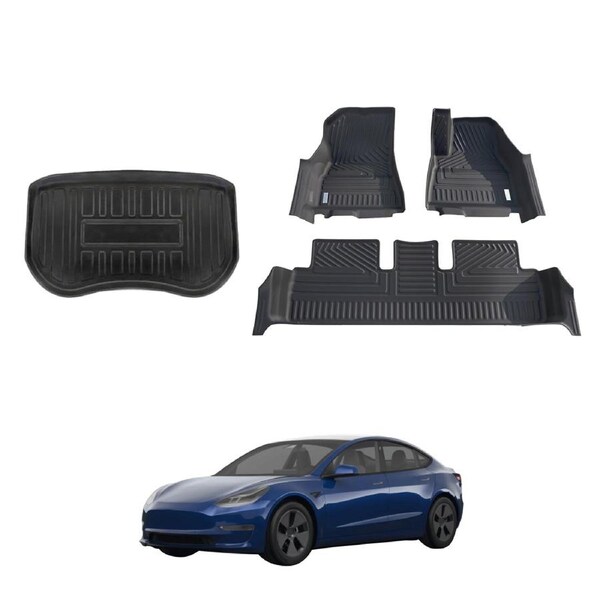 5D Car Floor Mats Boot Liner for Tesla Model 3 2021-2023
