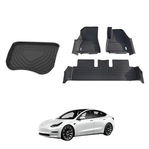5D Car Floor Mats Boot Liner for Tesla Model 3 2019-2021