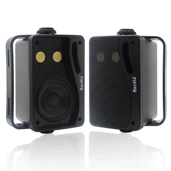 3-Way Waterproof Wall Mount Speakers Black