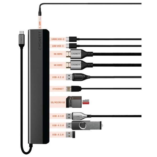 [CY5148HUB12] Cygnett UniteRiser 12-in-1 USB-C Hub Adapter