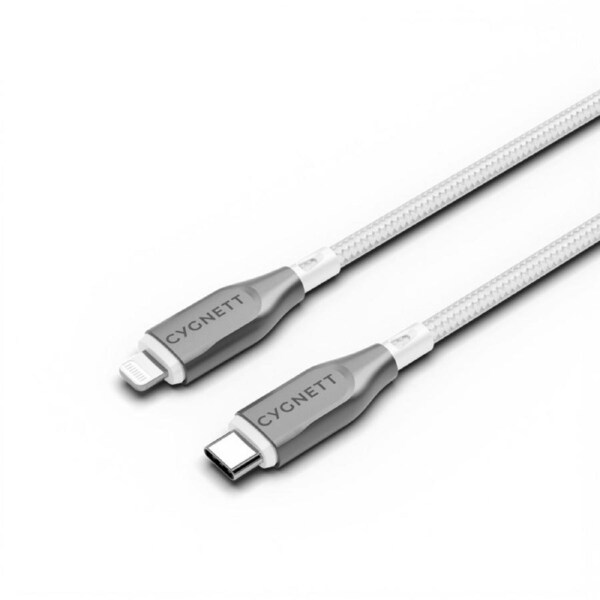 Cygnett Armoured 1m Lightning to USB-C Cable -White, MFI-Certified [CY4668PCCCL]