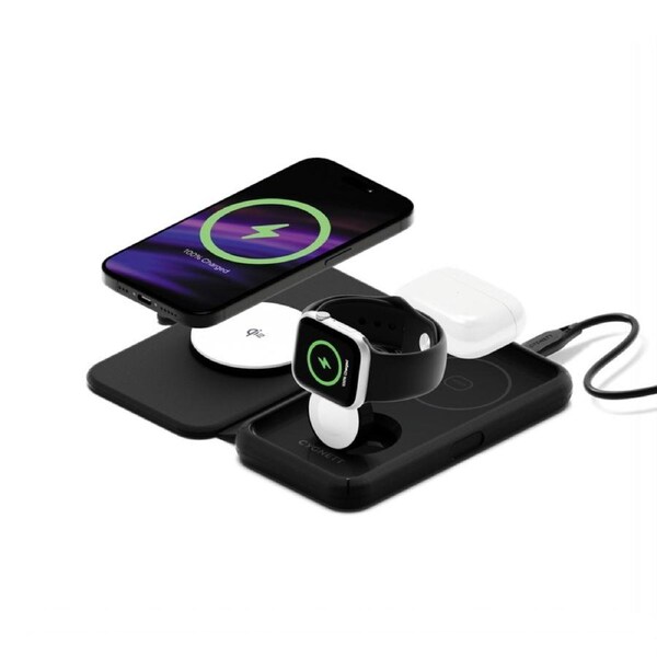 Cygnett MagTravel Qi2.0 3-in-1 Wireless Charger Black [CY4530WIRDE]