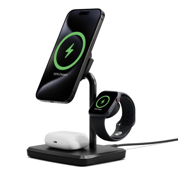 [CY5069BUNCP] Cygnett ChargeBase Qi2.0 3-in-1 Magnetic Wireless Charger Black