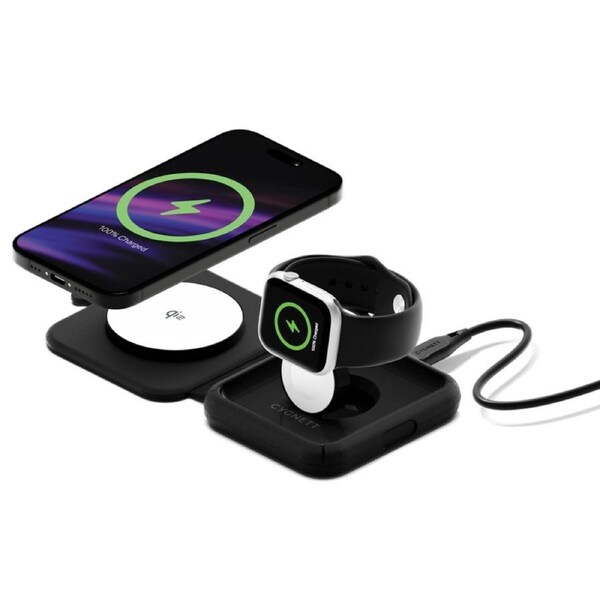 [CY5138WIRDE] Cygnett MagTravel Qi2.0 2-in-1 Wireless Charger Black